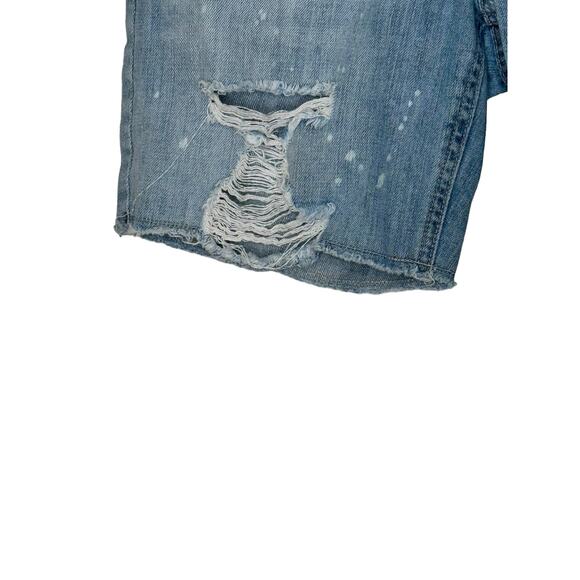 American Eagle Women's Short Raw Hem Distressed Denim Bleach Splatter Blue 6 - Picture 3 of 10